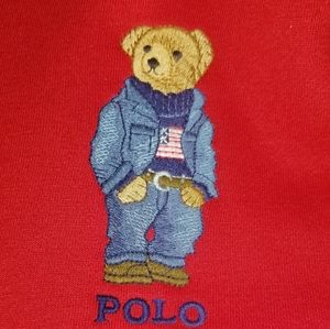 (NWT) RED POLO BEAR HOODIE